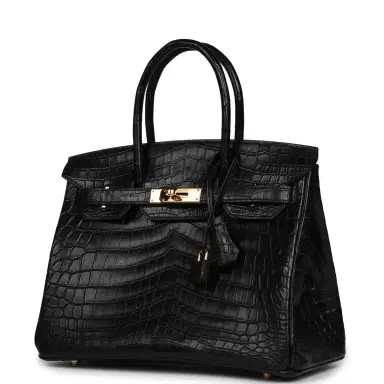HERMÈS Pre-owned Hermes Birkin 30 Black Matte Niloticus Crocodile Gold Hardware | Thumbnail 5 HERMÈS Pre-owned Hermes Birkin 30 Black Matte Niloticus Crocodile Gold Hardware | Thumbnail 5