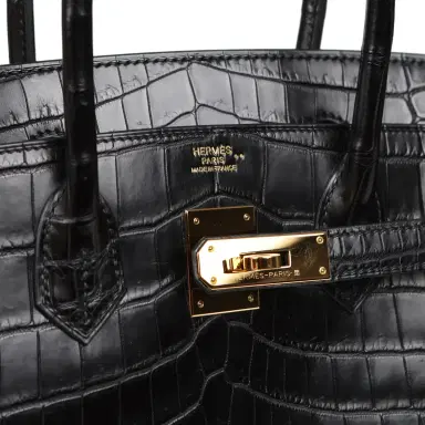 HERMÈS Pre-owned Hermes Birkin 30 Black Matte Niloticus Crocodile Gold Hardware | Thumbnail 7 HERMÈS Pre-owned Hermes Birkin 30 Black Matte Niloticus Crocodile Gold Hardware | Thumbnail 7