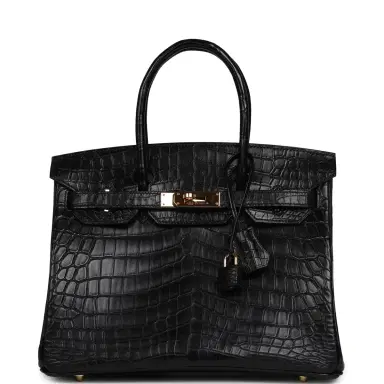 HERMÈS Pre-owned Hermes Birkin 30 Black Matte Niloticus Crocodile Gold Hardware | Thumbnail 1 HERMÈS Pre-owned Hermes Birkin 30 Black Matte Niloticus Crocodile Gold Hardware | Thumbnail 1