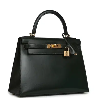 HERMÈS Pre-owned Hermes Kelly Sellier 28 Vert Fonce Box Gold Hardware | Thumbnail 2 HERMÈS Pre-owned Hermes Kelly Sellier 28 Vert Fonce Box Gold Hardware | Thumbnail 2