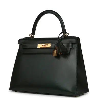 HERMÈS Pre-owned Hermes Kelly Sellier 28 Vert Fonce Box Gold Hardware | Thumbnail 5 HERMÈS Pre-owned Hermes Kelly Sellier 28 Vert Fonce Box Gold Hardware | Thumbnail 5