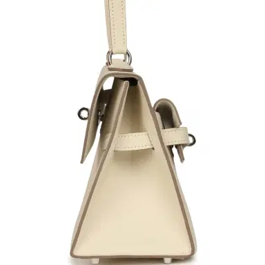 HERMÈS Pre-owned Hermes Kelly Sellier en Desordre 20 Craie Epsom Palladium Hardware | Thumbnail 4 HERMÈS Pre-owned Hermes Kelly Sellier en Desordre 20 Craie Epsom Palladium Hardware | Thumbnail 4