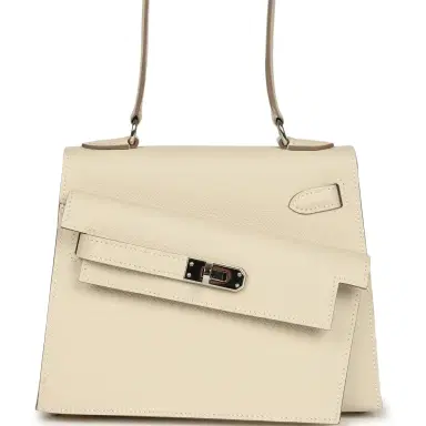 HERMÈS Pre-owned Hermes Kelly Sellier en Desordre 20 Craie Epsom Palladium Hardware | Thumbnail 1 HERMÈS Pre-owned Hermes Kelly Sellier en Desordre 20 Craie Epsom Palladium Hardware | Thumbnail 1