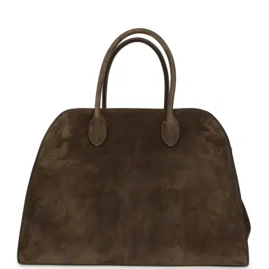The Row The Row Soft Margaux 15 Bag Nut Brown Suede Silver Hardware | Thumbnail 1 The Row The Row Soft Margaux 15 Bag Nut Brown Suede Silver Hardware | Thumbnail 1