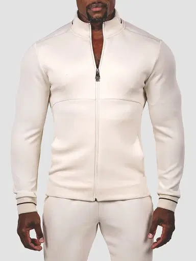 Maceoo Men's Marthyr Zip Sweater - White | Thumbnail 3 Maceoo Men's Marthyr Zip Sweater - White | Thumbnail 3