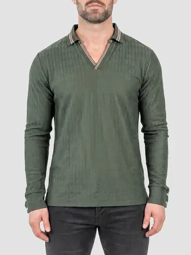 Maceoo Men's Knit Polo Shirt - Green | Thumbnail 2 Maceoo Men's Knit Polo Shirt - Green | Thumbnail 2