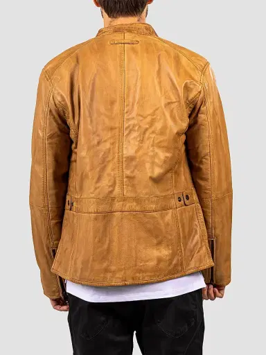 Maceoo Men's Washed Leather Jacket - Brown | Thumbnail 3 Maceoo Men's Washed Leather Jacket - Brown | Thumbnail 3