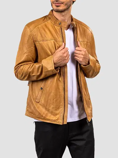 Maceoo Men's Washed Leather Jacket - Brown | Thumbnail 5 Maceoo Men's Washed Leather Jacket - Brown | Thumbnail 5