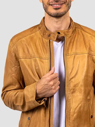 Maceoo Men's Washed Leather Jacket - Brown | Thumbnail 6 Maceoo Men's Washed Leather Jacket - Brown | Thumbnail 6