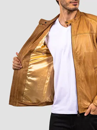 Maceoo Men's Washed Leather Jacket - Brown | Thumbnail 7 Maceoo Men's Washed Leather Jacket - Brown | Thumbnail 7
