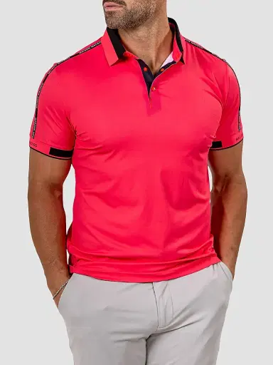 Maceoo Men's Knit Ascension Polo Shirt - Pink | Thumbnail 4 Maceoo Men's Knit Ascension Polo Shirt - Pink | Thumbnail 4