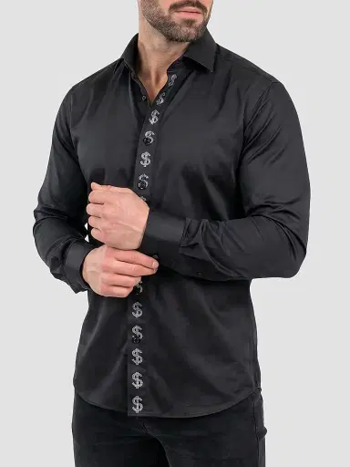 Maceoo Men's Stone Dollar Dress Shirt - Black | Thumbnail 3 Maceoo Men's Stone Dollar Dress Shirt - Black | Thumbnail 3