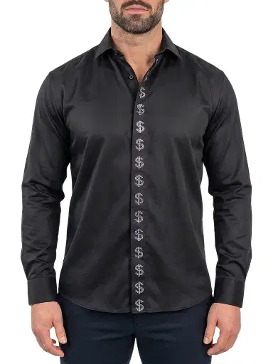 Maceoo Men's Stone Dollar Dress Shirt - Black | Thumbnail 1 Maceoo Men's Stone Dollar Dress Shirt - Black | Thumbnail 1