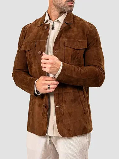 Maceoo Men's Marthyr Suede Jacket - Brown | Thumbnail 4 Maceoo Men's Marthyr Suede Jacket - Brown | Thumbnail 4