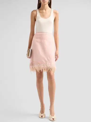Staud Women's Lark Silk Feather-Hem Skirt - Sandrose - Size XL | Thumbnail 2 Staud Women's Lark Silk Feather-Hem Skirt - Sandrose - Size XL | Thumbnail 2