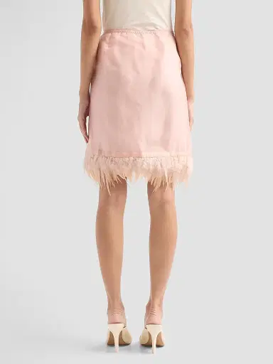 Staud Women's Lark Silk Feather-Hem Skirt - Sandrose - Size XL | Thumbnail 3 Staud Women's Lark Silk Feather-Hem Skirt - Sandrose - Size XL | Thumbnail 3