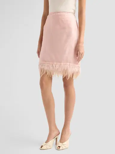 Staud Women's Lark Silk Feather-Hem Skirt - Sandrose - Size XL | Thumbnail 4 Staud Women's Lark Silk Feather-Hem Skirt - Sandrose - Size XL | Thumbnail 4