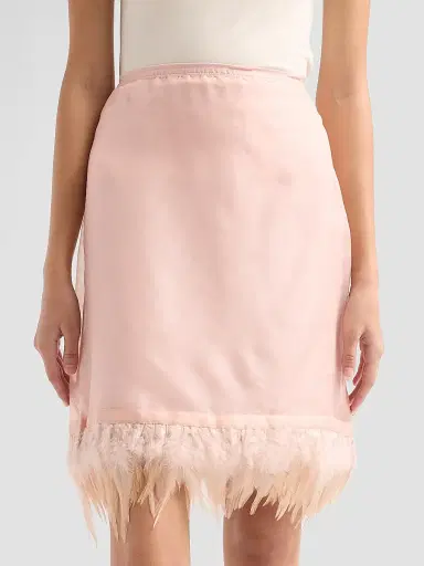 Staud Women's Lark Silk Feather-Hem Skirt - Sandrose - Size XL | Thumbnail 5 Staud Women's Lark Silk Feather-Hem Skirt - Sandrose - Size XL | Thumbnail 5