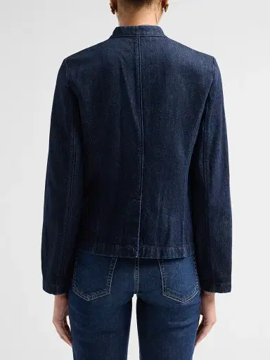 rag & bone Women's Mercer Denim Stand-Collar Blazer - Dark Rinse | Thumbnail 3 rag & bone Women's Mercer Denim Stand-Collar Blazer - Dark Rinse | Thumbnail 3