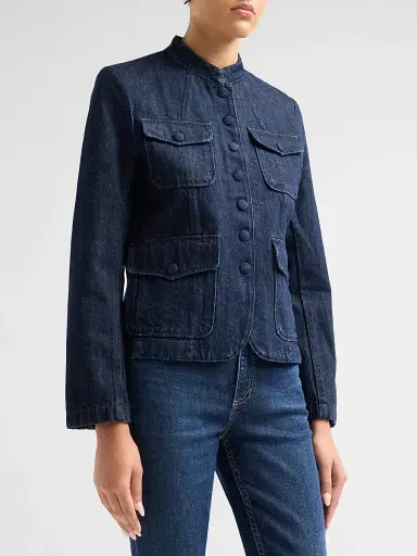 rag & bone Women's Mercer Denim Stand-Collar Blazer - Dark Rinse | Thumbnail 4 rag & bone Women's Mercer Denim Stand-Collar Blazer - Dark Rinse | Thumbnail 4