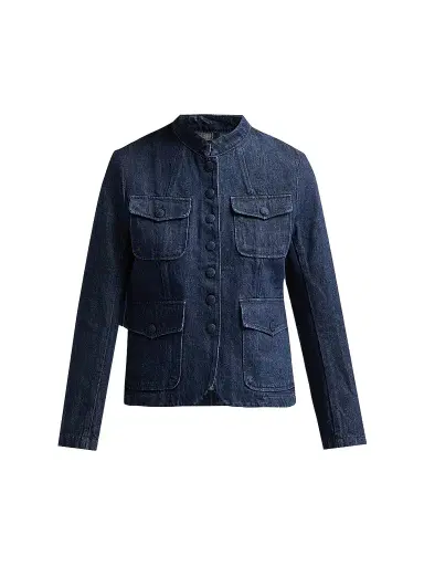rag & bone Women's Mercer Denim Stand-Collar Blazer - Dark Rinse | Thumbnail 1 rag & bone Women's Mercer Denim Stand-Collar Blazer - Dark Rinse | Thumbnail 1