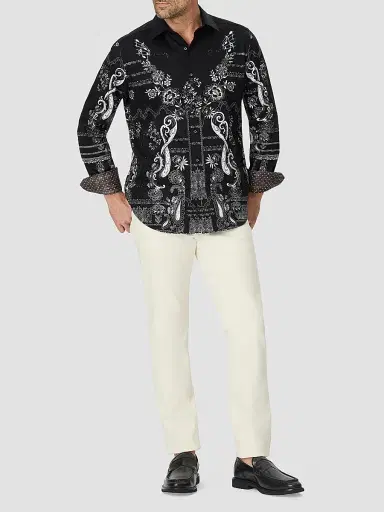 Robert Graham Men's The Osbourne Printed Cotton Shirt - Black | Thumbnail 2 Robert Graham Men's The Osbourne Printed Cotton Shirt - Black | Thumbnail 2