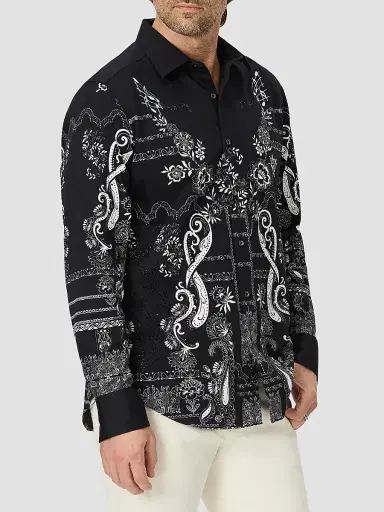 Robert Graham Men's The Osbourne Printed Cotton Shirt - Black | Thumbnail 3 Robert Graham Men's The Osbourne Printed Cotton Shirt - Black | Thumbnail 3
