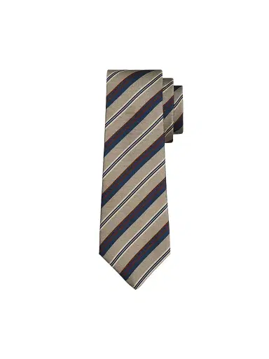 Kiton Men's Striped Silk Twill Tie - Brown Navy | Thumbnail 1 Kiton Men's Striped Silk Twill Tie - Brown Navy | Thumbnail 1