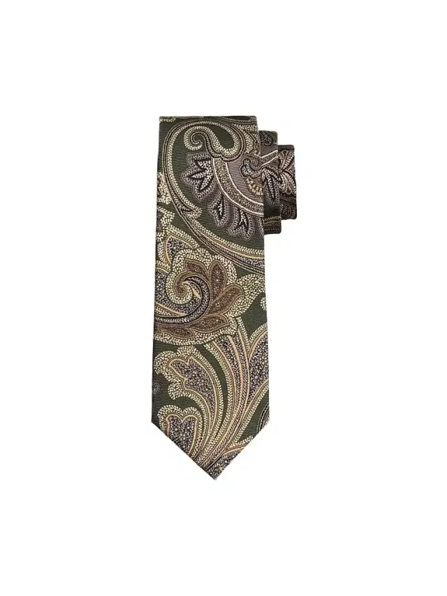 Men's Paisley Silk Tie - Olive Men's Paisley Silk Tie - Olive