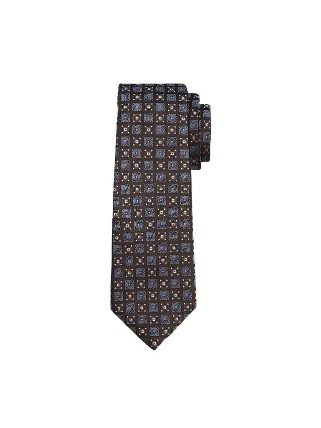Men's Geometric Medallion Silk Tie - Black Blue Men's Geometric Medallion Silk Tie - Black Blue
