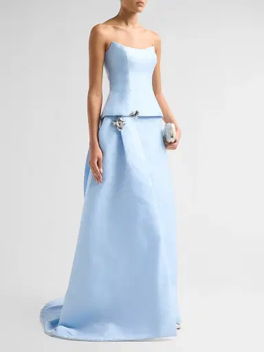 Monique Lhuillier Women's Layered Strapless Floral Embellished Gown - Breeze | Thumbnail 4 Monique Lhuillier Women's Layered Strapless Floral Embellished Gown - Breeze | Thumbnail 4