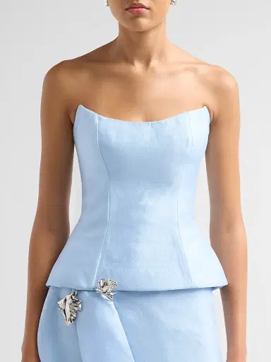 Monique Lhuillier Women's Layered Strapless Floral Embellished Gown - Breeze | Thumbnail 5 Monique Lhuillier Women's Layered Strapless Floral Embellished Gown - Breeze | Thumbnail 5