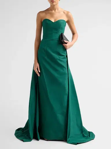 Monique Lhuillier Women's Strapless Silk Faille Trained Gown - Sycamore | Thumbnail 2 Monique Lhuillier Women's Strapless Silk Faille Trained Gown - Sycamore | Thumbnail 2
