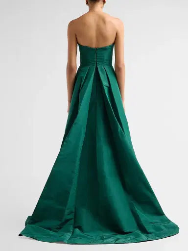 Monique Lhuillier Women's Strapless Silk Faille Trained Gown - Sycamore | Thumbnail 3 Monique Lhuillier Women's Strapless Silk Faille Trained Gown - Sycamore | Thumbnail 3