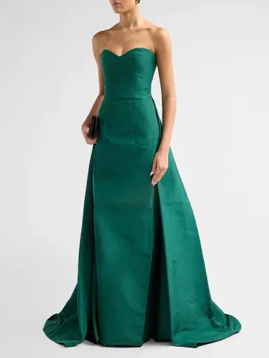 Monique Lhuillier Women's Strapless Silk Faille Trained Gown - Sycamore | Thumbnail 4 Monique Lhuillier Women's Strapless Silk Faille Trained Gown - Sycamore | Thumbnail 4