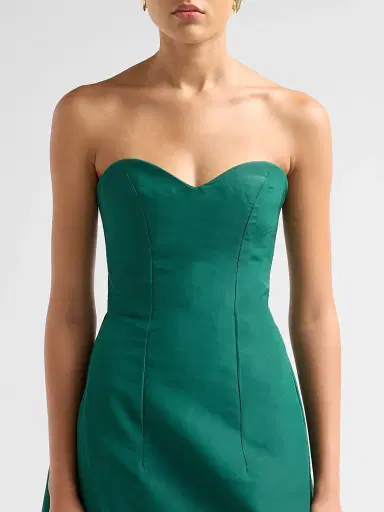 Monique Lhuillier Women's Strapless Silk Faille Trained Gown - Sycamore | Thumbnail 5 Monique Lhuillier Women's Strapless Silk Faille Trained Gown - Sycamore | Thumbnail 5