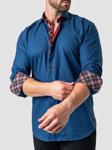 Maceoo Men's Perm Mini Pan Shirt - Blue - Size XXXL | Thumbnail 3 Maceoo Men's Perm Mini Pan Shirt - Blue - Size XXXL | Thumbnail 3