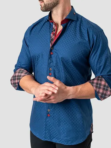 Maceoo Men's Perm Mini Pan Shirt - Blue - Size XXXL | Thumbnail 8 Maceoo Men's Perm Mini Pan Shirt - Blue - Size XXXL | Thumbnail 8