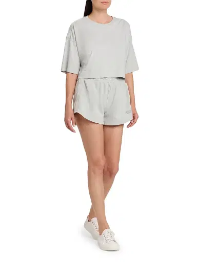 MOSCHINO Women's Logo-Tape Stretch-Cotton Shorts - Grey | Thumbnail 2 MOSCHINO Women's Logo-Tape Stretch-Cotton Shorts - Grey | Thumbnail 2