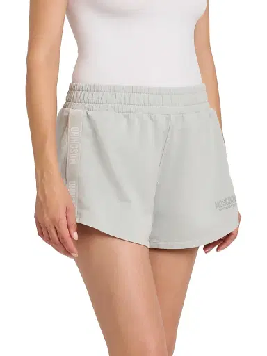 MOSCHINO Women's Logo-Tape Stretch-Cotton Shorts - Grey | Thumbnail 4 MOSCHINO Women's Logo-Tape Stretch-Cotton Shorts - Grey | Thumbnail 4