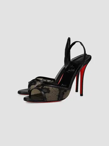 Christian Louboutin Women's Miss Z Lace and Mesh Sling Sandals - Black | Thumbnail 2 Christian Louboutin Women's Miss Z Lace and Mesh Sling Sandals - Black | Thumbnail 2