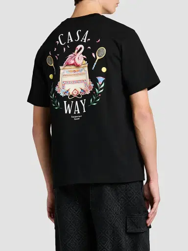 Casablanca Men's Casa Way Cotton Crewneck T-Shirt - Black | Thumbnail 3 Casablanca Men's Casa Way Cotton Crewneck T-Shirt - Black | Thumbnail 3