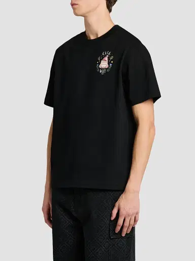Casablanca Men's Casa Way Cotton Crewneck T-Shirt - Black | Thumbnail 4 Casablanca Men's Casa Way Cotton Crewneck T-Shirt - Black | Thumbnail 4