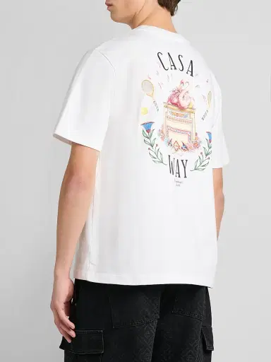 Casablanca Men's Casa Way Cotton Crewneck T-Shirt - White | Thumbnail 3 Casablanca Men's Casa Way Cotton Crewneck T-Shirt - White | Thumbnail 3