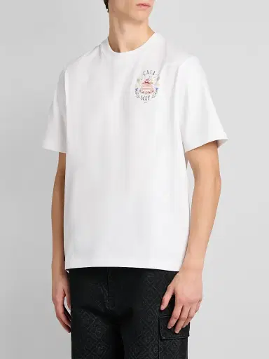 Casablanca Men's Casa Way Cotton Crewneck T-Shirt - White | Thumbnail 4 Casablanca Men's Casa Way Cotton Crewneck T-Shirt - White | Thumbnail 4