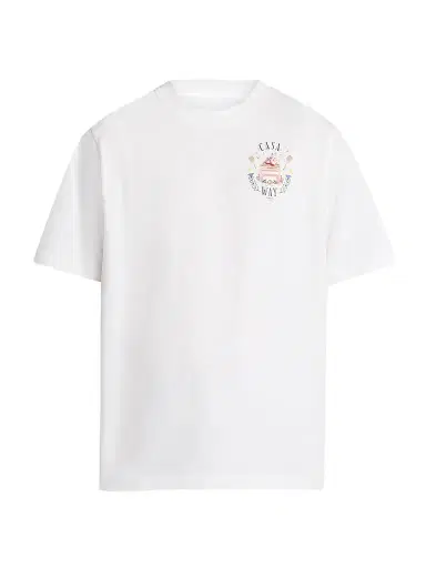 Casablanca Men's Casa Way Cotton Crewneck T-Shirt - White | Thumbnail 1 Casablanca Men's Casa Way Cotton Crewneck T-Shirt - White | Thumbnail 1
