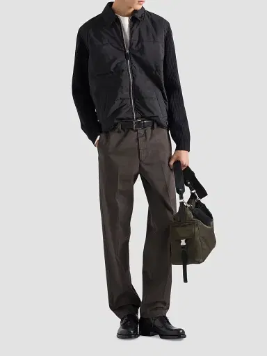 Prada Men's Wool And Re-Nylon Gabardine Cardigan - Black | Thumbnail 2 Prada Men's Wool And Re-Nylon Gabardine Cardigan - Black | Thumbnail 2