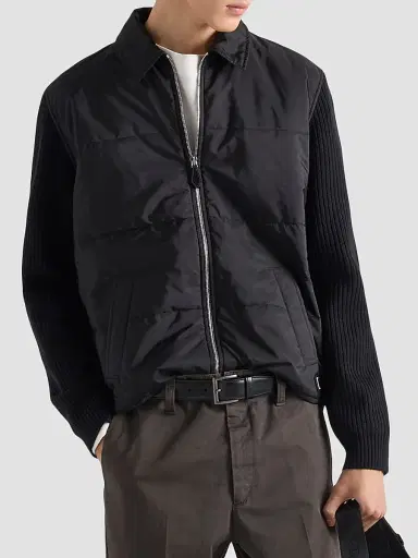 Prada Men's Wool And Re-Nylon Gabardine Cardigan - Black | Thumbnail 3 Prada Men's Wool And Re-Nylon Gabardine Cardigan - Black | Thumbnail 3