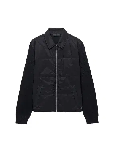 Prada Men's Wool And Re-Nylon Gabardine Cardigan - Black | Thumbnail 1 Prada Men's Wool And Re-Nylon Gabardine Cardigan - Black | Thumbnail 1