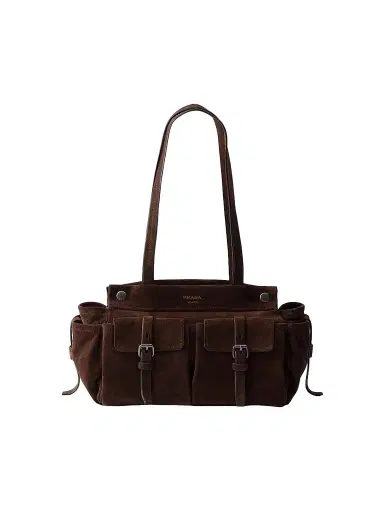 Prada Women's Medium Suede Tote Bag - Brown | Thumbnail 1 Prada Women's Medium Suede Tote Bag - Brown | Thumbnail 1